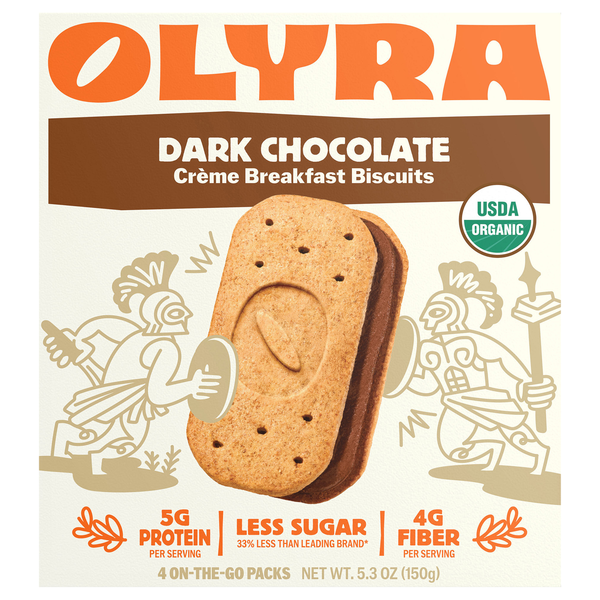 Olyra Organic Dark Chocolate Sandwich Breakfast Biscuits - 4 ct