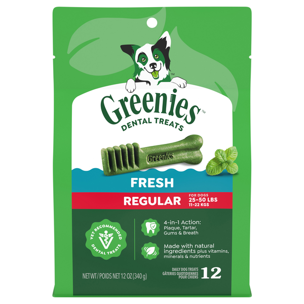 GREENIES Regular Fresh Dental Treats for Dogs - 12 ct