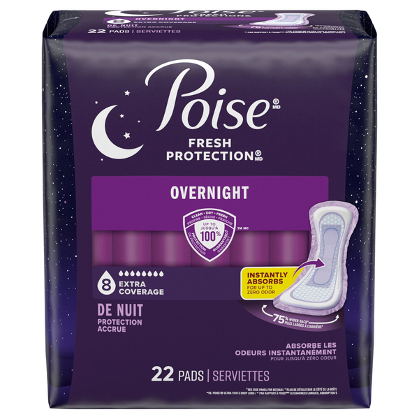 Poise Fresh Protection Overnight Extra Coverage Incontinence Pads