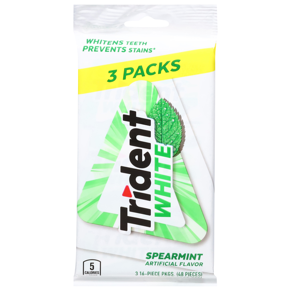 Trident White Sugar Free Spearmint Gum - 3 pk