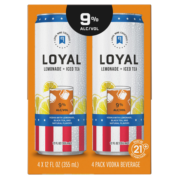 Loyal Nine Vodka Beverage Lemonade + Ice Tea - 4 pk