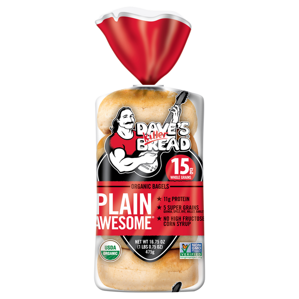 Save on Dave's Killer Bread Organic Plain Awesome Whole Grain Bagels