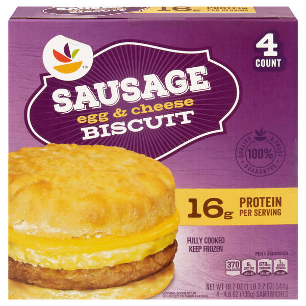 Giant Sausage Egg & Cheese Biscuit Sandwiches - 4 ct Frozen