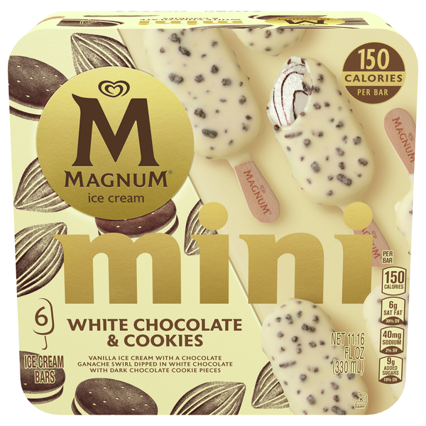 Magnum White Chocolate & Cookies Mini Ice Cream Bars - 6 ct