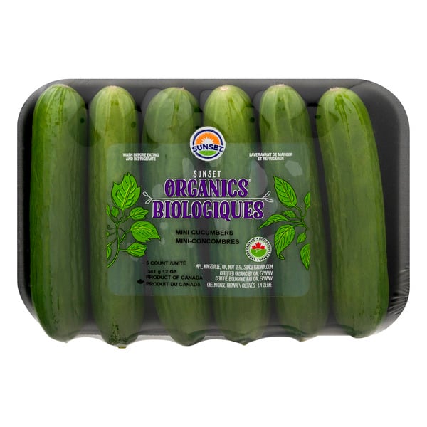 Sunset Organic Mini Cucumbers - 6 ct