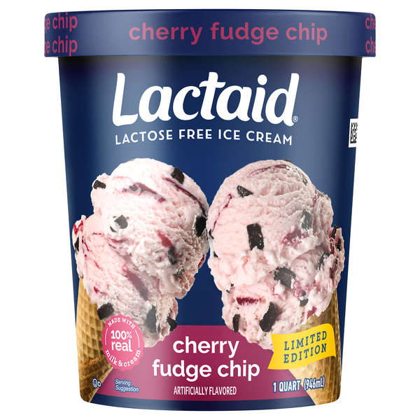 Lactaid 100% Lactose Free Cherry Fudge Chip Ice Cream