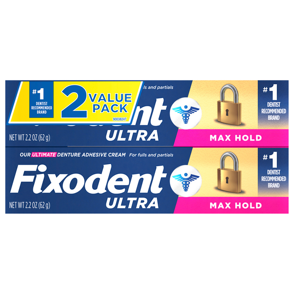 Fixodent Ultra Max Hold Denture Adhesive Cream Value Pack - 2 ct
