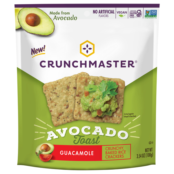 Crunchmaster Guacamole Avocado Toast Crunchy Baked Rice Crackers