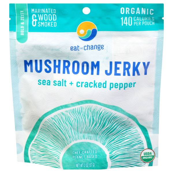 Save on Eat The Change Mushroom Jerky Sea Salt + Cracked Pepper Organic