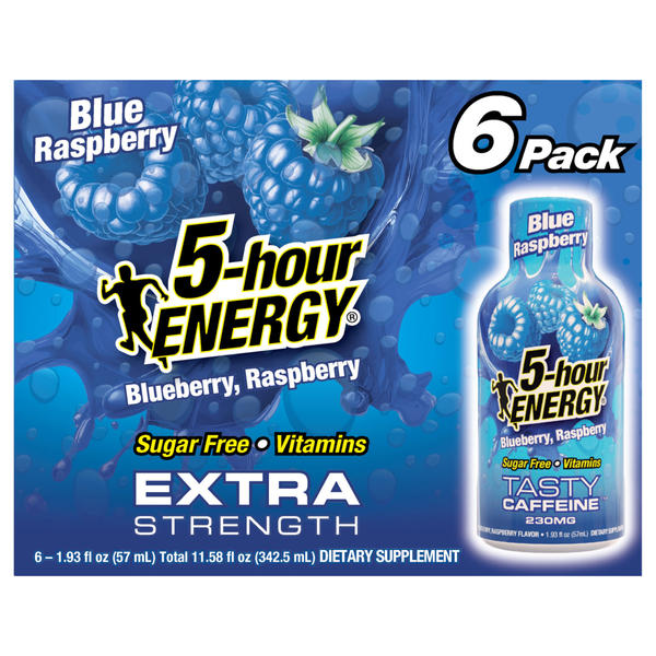 5-Hour Sugar Free Extra Strength Blue Raspberry Energy Shot - 6 pk