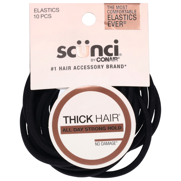 Scunci No Damage Thick Hair Elastics Black