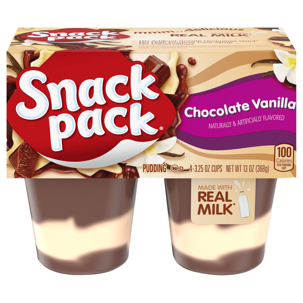 Snack Pack Chocolate Vanilla Pudding Cups - 4 ct