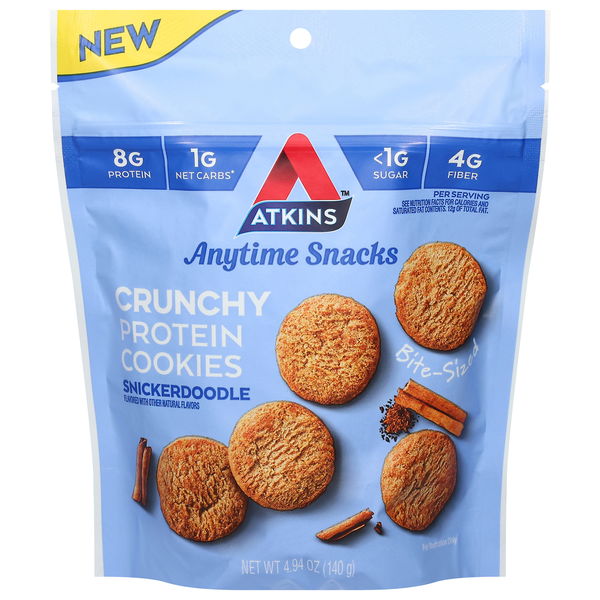 Atkins Anytime Snacks Crunchy Snickerdoodle Protein Cookies