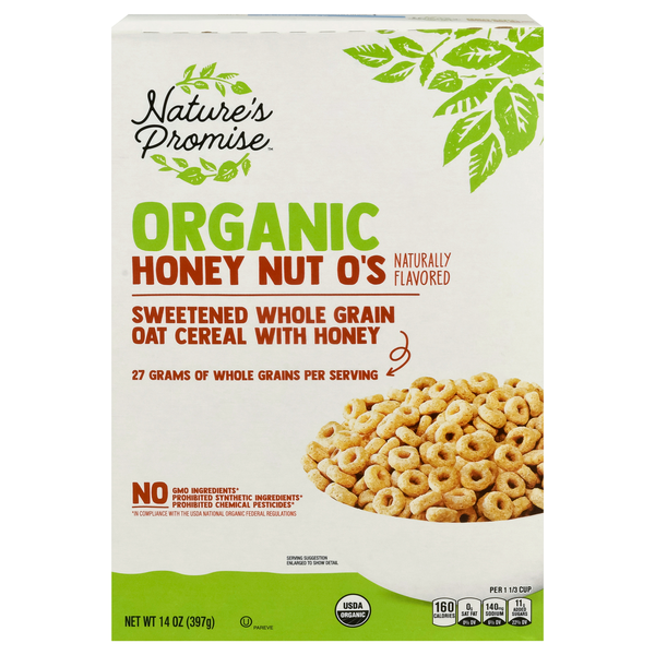 Nature's Promise Organic Honey Nut O's Whole Grain Oats Cereal