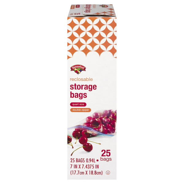 Hannaford Reclosable Quart Storage Bags Double Zipper