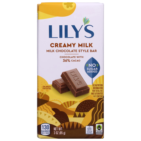 Lily's Gluten Free No Sugar Added Creamy Milk Chocolate Candy Bar