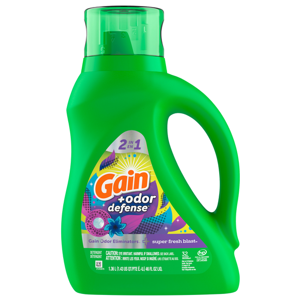 Gain + Odor Defense 2 in 1 Super Fresh Blast Liquid Laundry Detergent