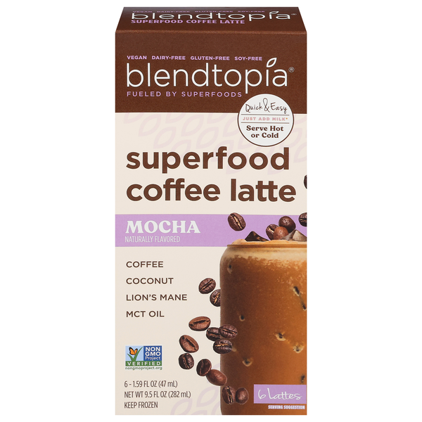 Blendtopia Mocha Superfood Coffee Latte - 6 ct Frozen