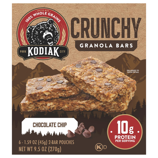 Kodiak Crunchy Chocolate Chip Granola Bars - 6 ct