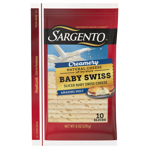 Sargento Creamery Natural Baby Swiss Cheese Slices - 10 ct