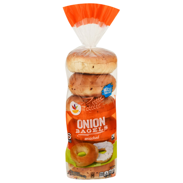 Stop & Shop Onion Pre-Sliced Bagels - 6 ct