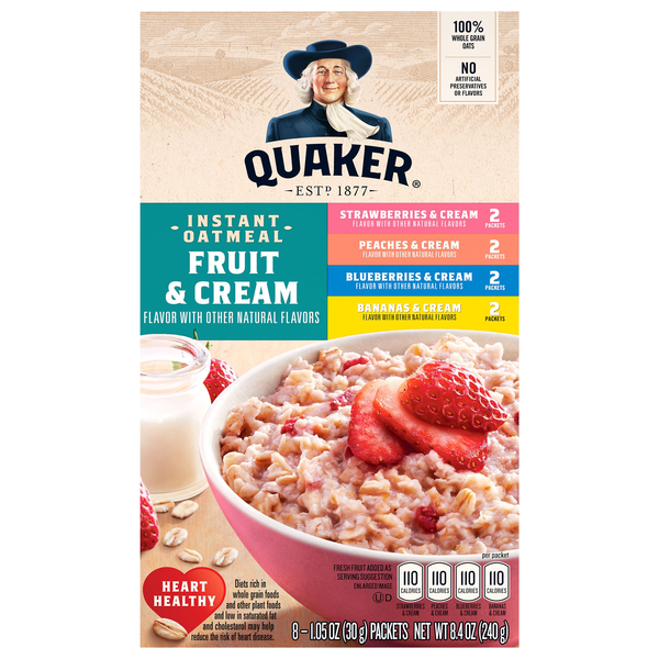 Quaker Fruit & Cream Variety Instant Oatmeal - 8 ct