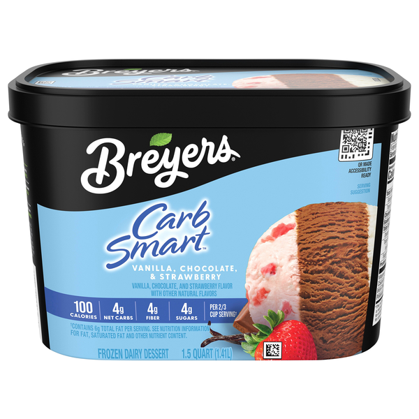 Breyers Carb Smart Vanilla Chocolate Strawberry Frozen Dairy Dessert