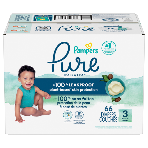 Pampers Pure Protection Size 3 Baby Diapers 16-28 lb