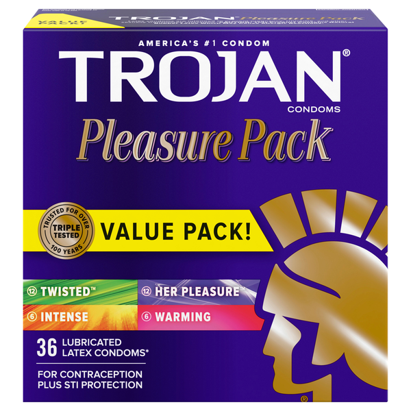 Trojan Pleasure Pack Lubricated Latex Condoms Value Pack