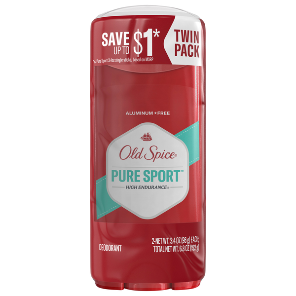 Old Spice High Endurance Pure Sport Aluminum Free Deodorant 3.4 oz/2 ct