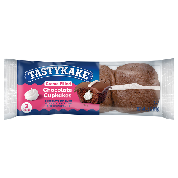 Tastykake Cream Filled Chocolate Cupkakes - 3 ct