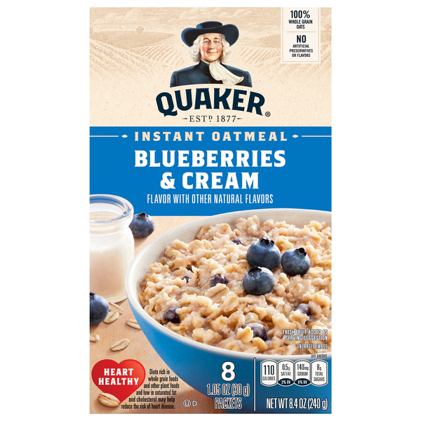 Quaker Blueberries & Cream Instant Oatmeal - 8 ct