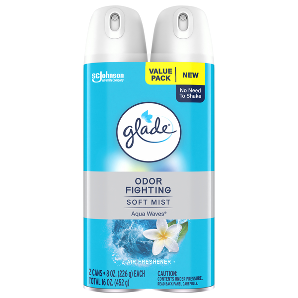 Glade Odor Fighting Soft Mist Aqua Waves Air Freshener Aerosol Spray - 2ct