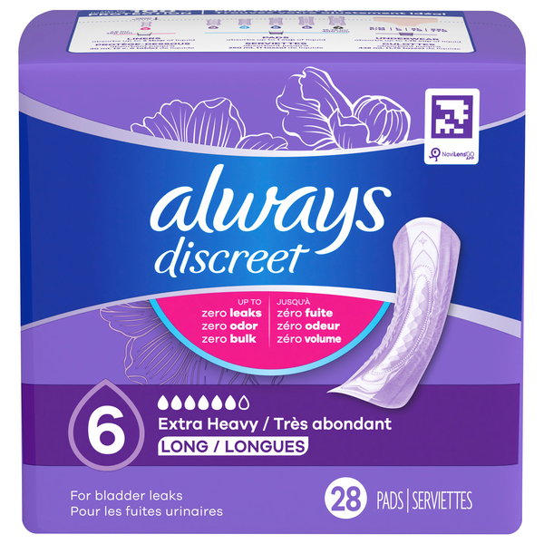 Always Discreet Bladder Leak Pads Extra Heavy Long