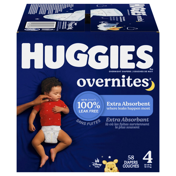 Huggies Overnites Size 4 Baby Diapers 22-37 Ib