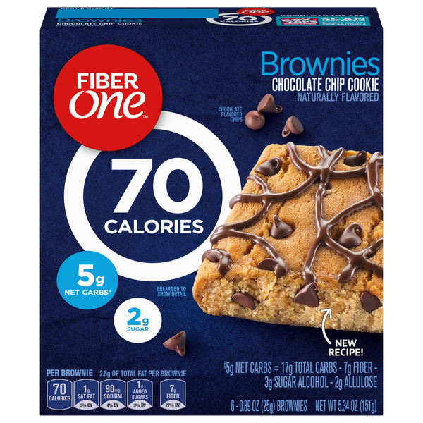 Fiber One 70 Calorie Chocolate Chip Cookie Brownies - 6 ct