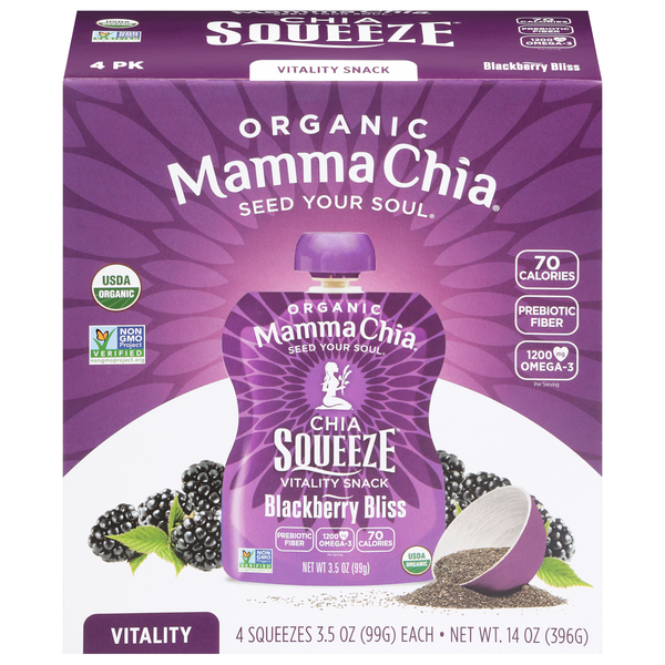 Mamma Chia Organic Blackberry Bliss Squeeze Vitality Snack - 4 ct