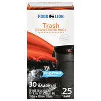 Food Lion Flex-tra Strength Trash Bags Drawstring 30 Gallon