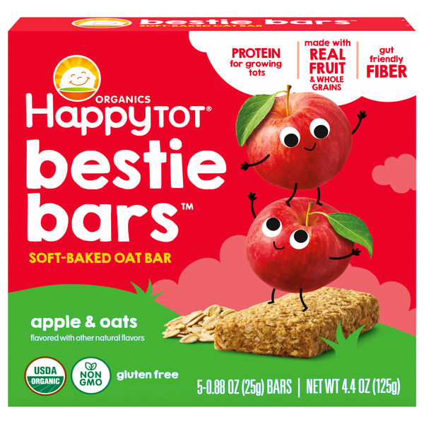 Happy Tot Organics Fiber & Protein Apples & Spinach Oat Bars - 5 ct