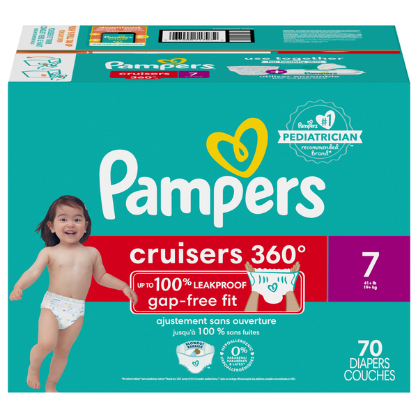 Pampers Cruisers 360 Size 7 Baby Diapers 41+ lb