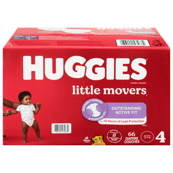 Huggies Little Movers Size 4 Baby Diapers 22-37 Ib