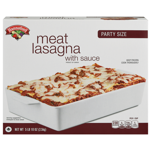 Hannaford Meat Lasagna with Sauce Party Size Frozen Meal