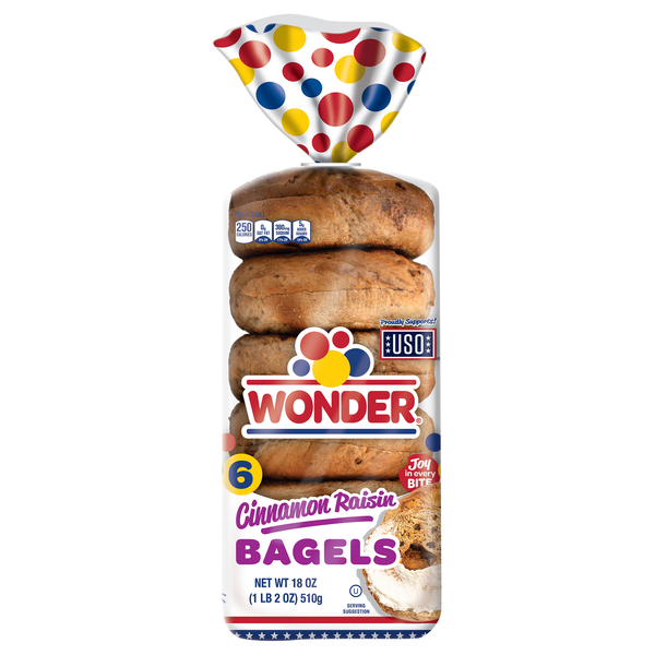 Wonder Cinnamon Raisin Pre-Sliced Bagels - 6 ct