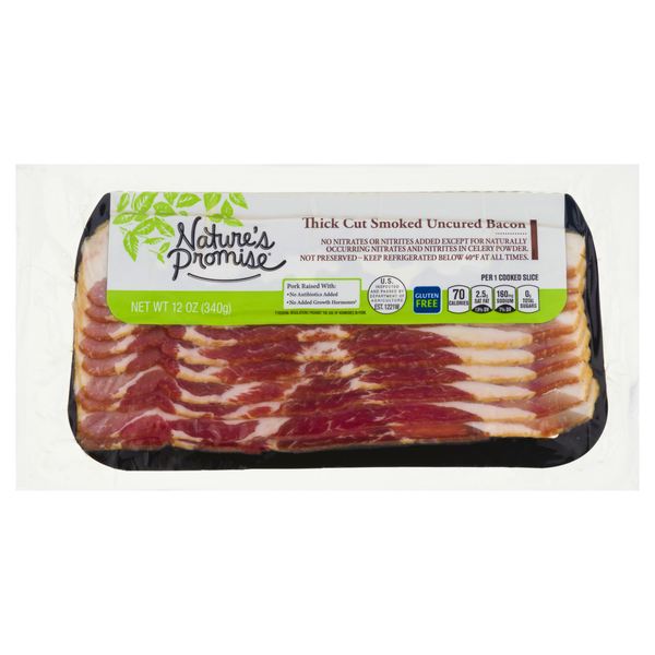 Nature's Promise Smoked Thick Cut Uncured Bacon Sliced