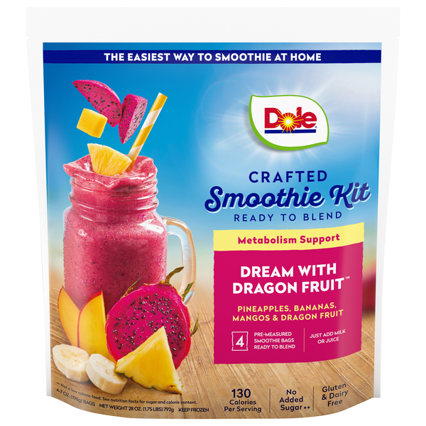 Dole Crafted Dream with Dragonfruit Smoothie Kit - 4 ct Frozen