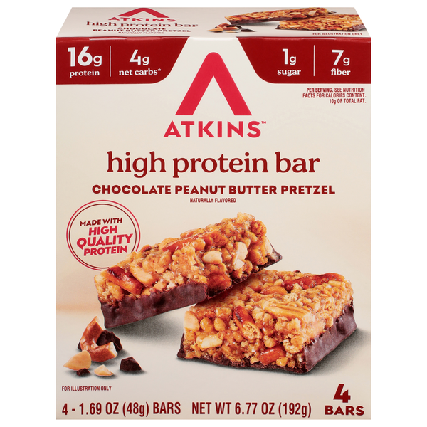 Atkins Chocolate Peanut Butter Pretzel High Protein Bar - 4 ct