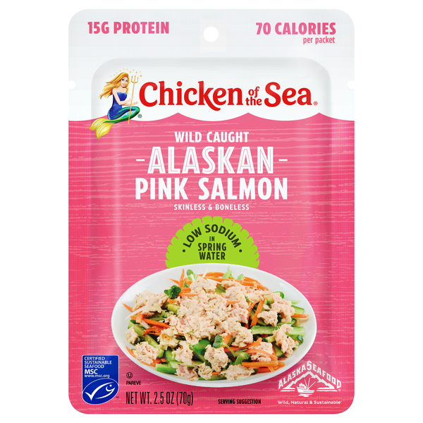 Chicken of the Sea Low Salt Wild Caught Alaskan Pink Salmon in Water Pouch