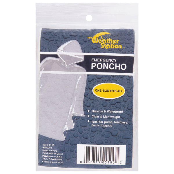 The Weather Station Poncho Emergency One Size Fits All Style 5100