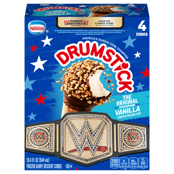 Nestle Drumstick Vanilla Frozen Dairy Dessert Cones - 4 ct