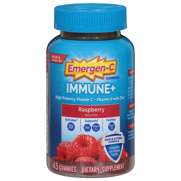 Emergen-C Immune + Vitamin C + Vitamin D with Zinc Raspberry Gummies